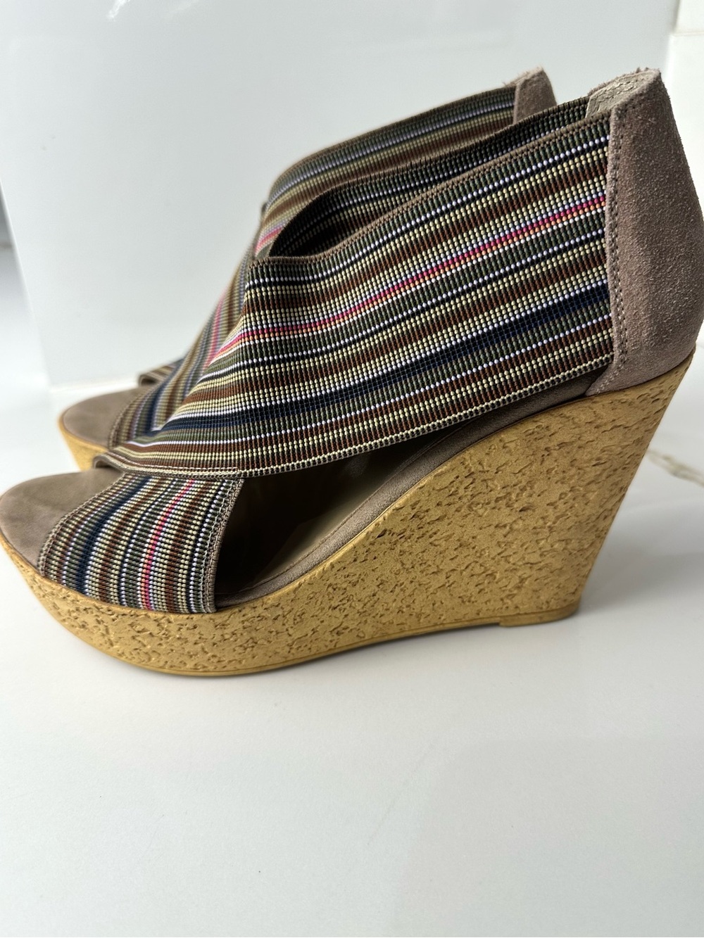 Browns Made in Italy Striped Wedge Sandals 7.5